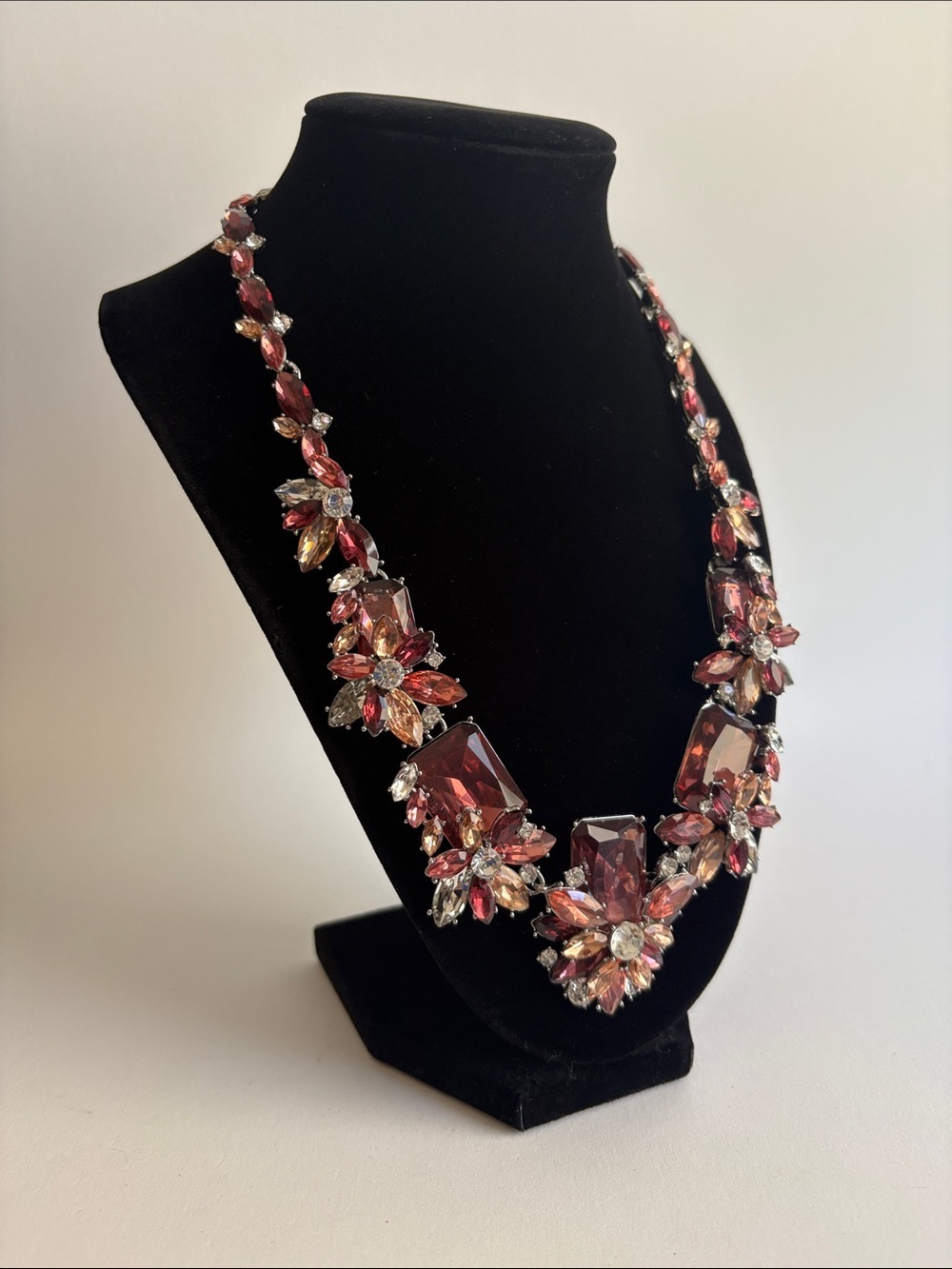 Charter Club Pink Crystal Floral Statement Necklace Women Jewelry - Picture 2 of 4